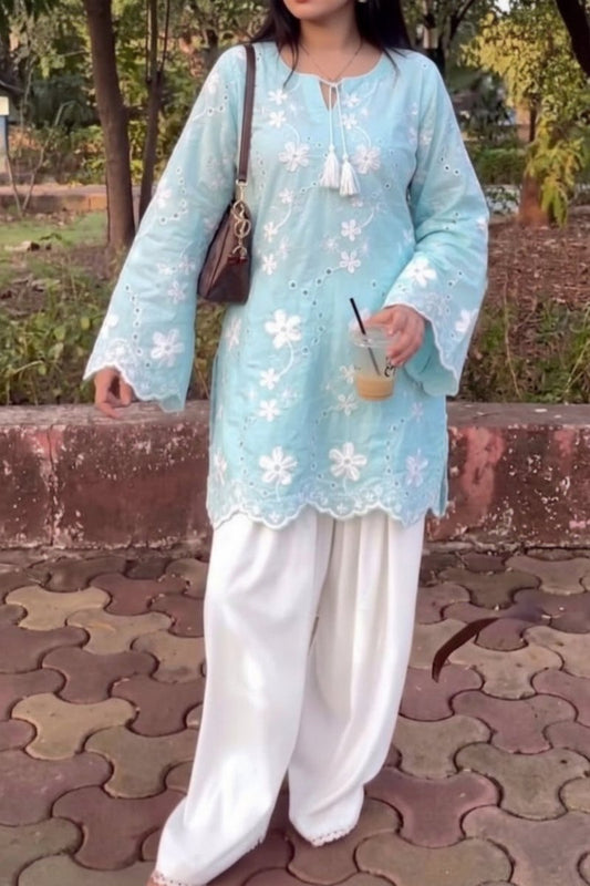 2pc Sky bloom embroidered set - Kolari official2pc Sky bloom embroidered set2pc Sky bloom embroidered set