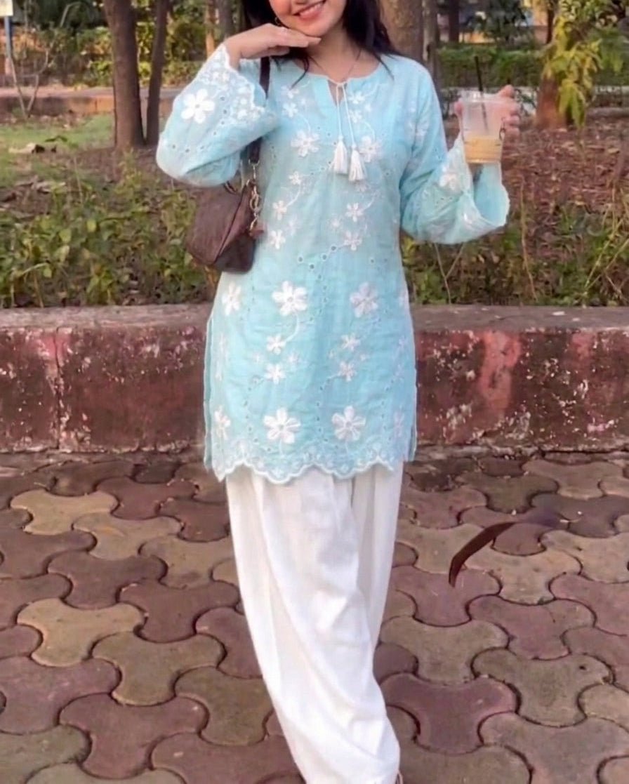 2pc Sky bloom embroidered set - Kolari official2pc Sky bloom embroidered set2pc Sky bloom embroidered set