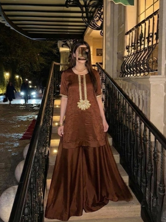 3pc brown zardozi outfit - Kolari official3pc brown zardozi outfit3pc brown zardozi outfit
