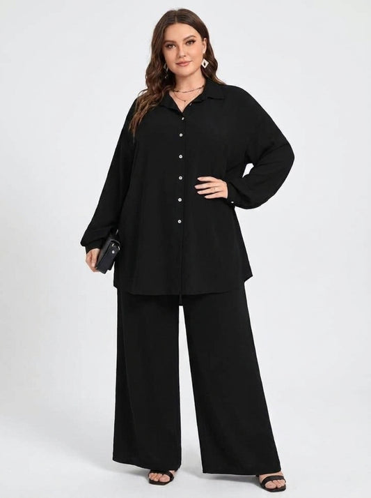 2pc black plain coord set ( pockets included)