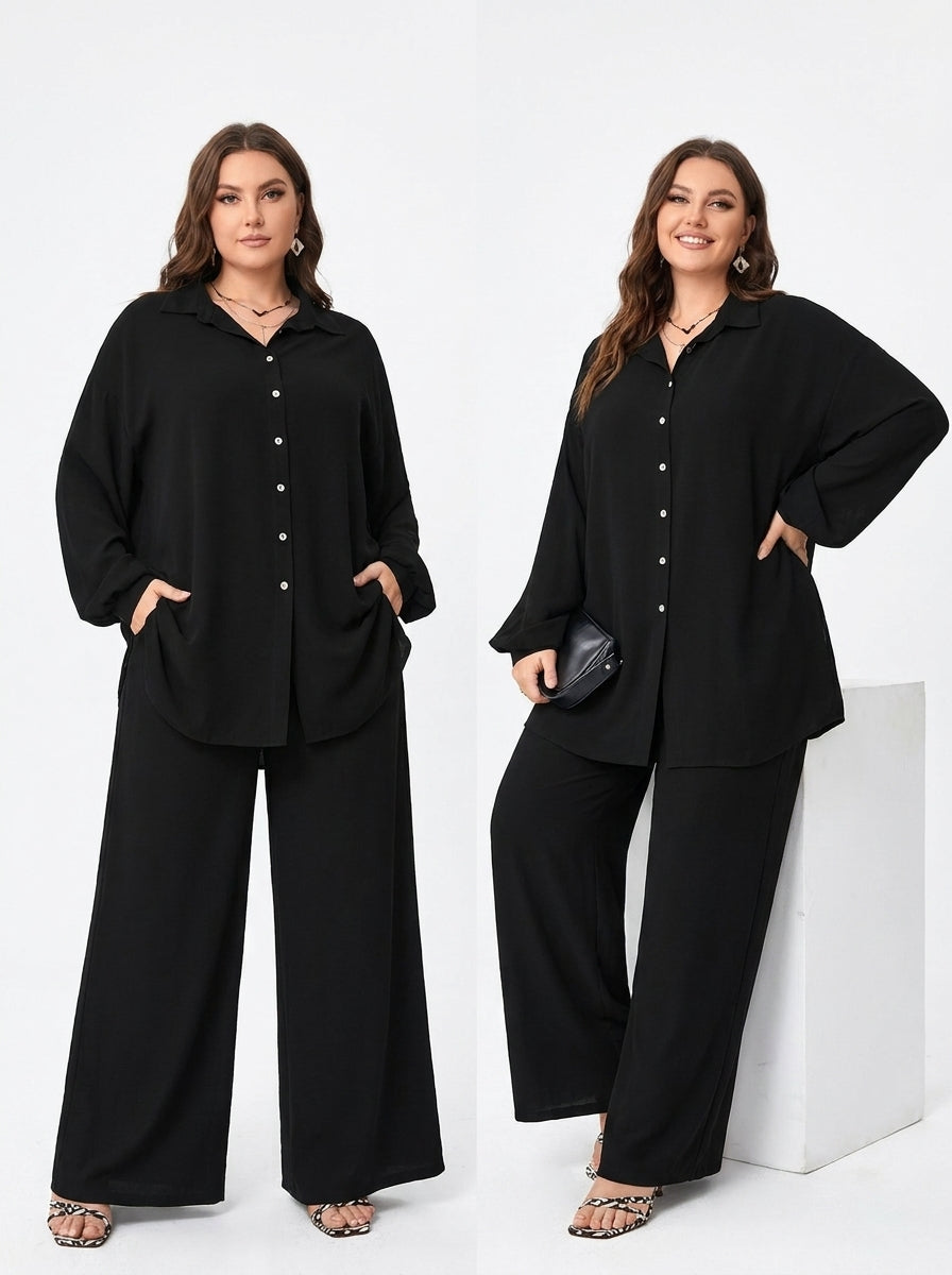 2pc black plain coord set ( pockets included)