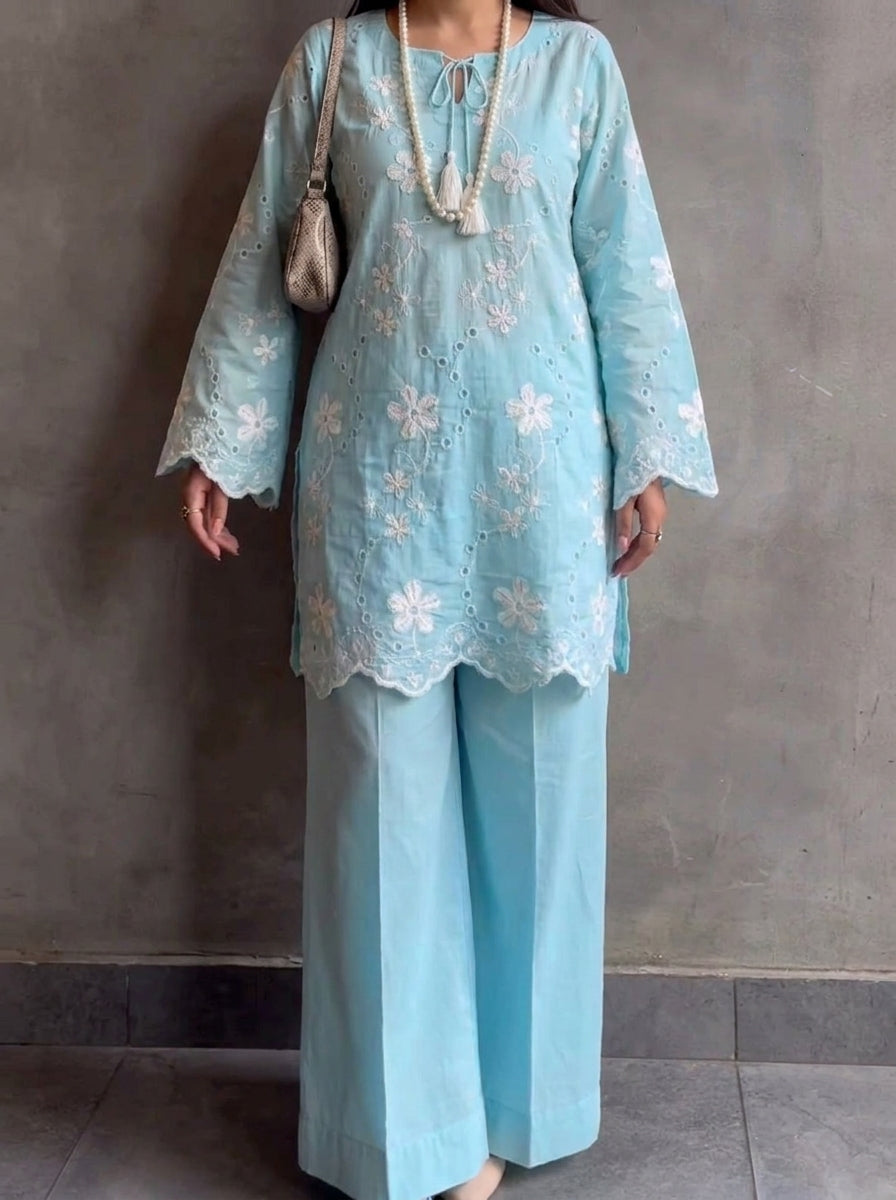 2pc Sky bloom embroidered set