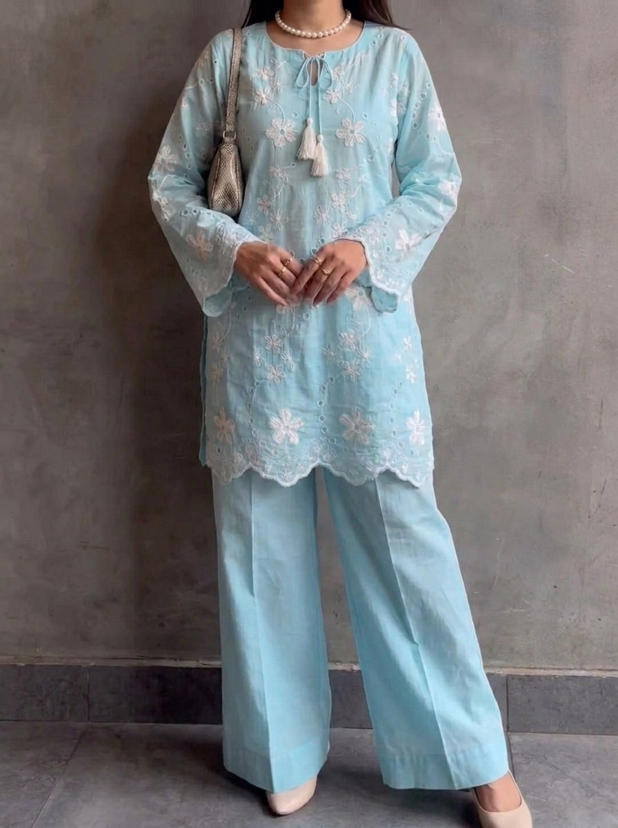 2pc Sky bloom embroidered set