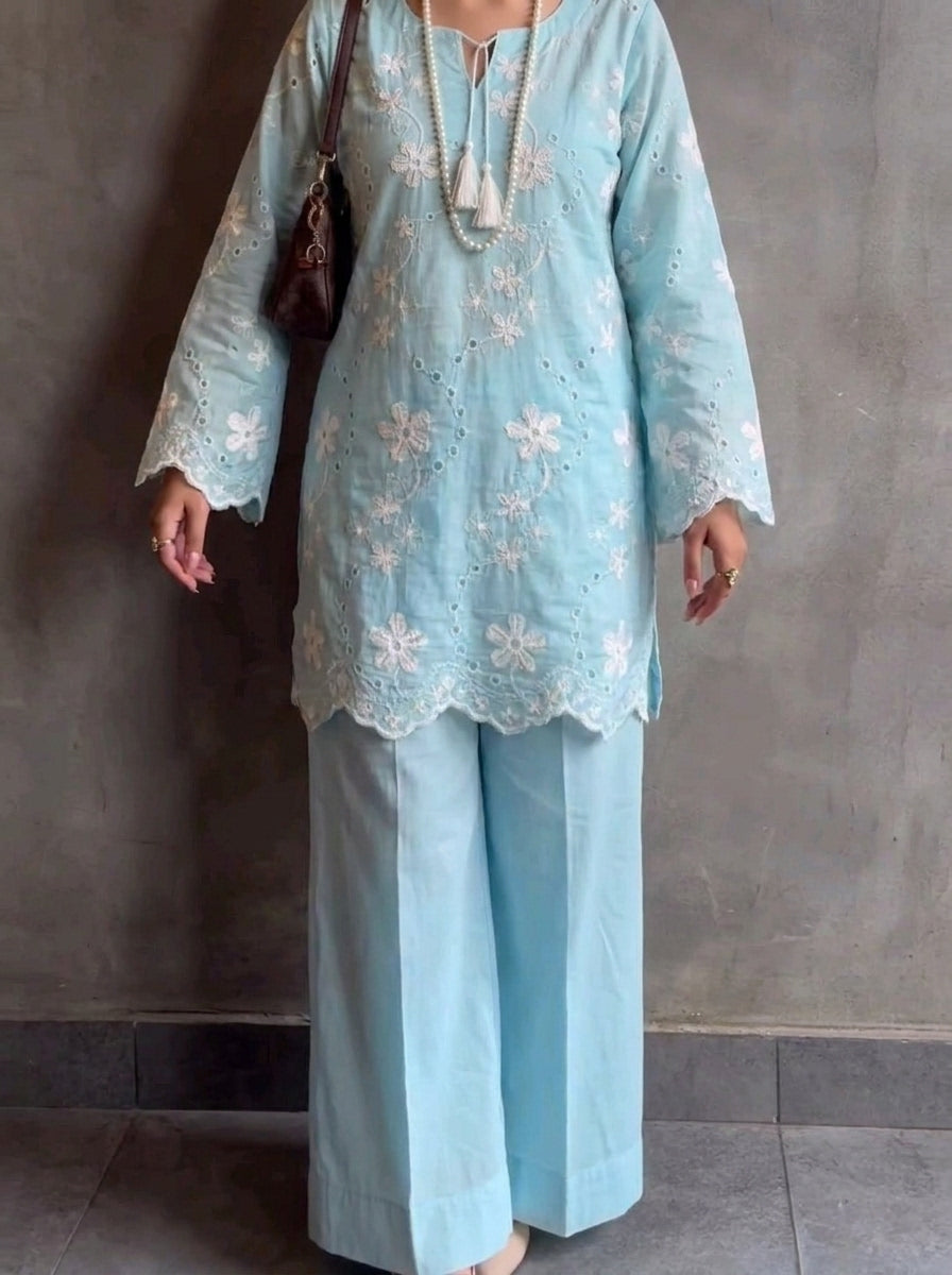 2pc Sky bloom embroidered set