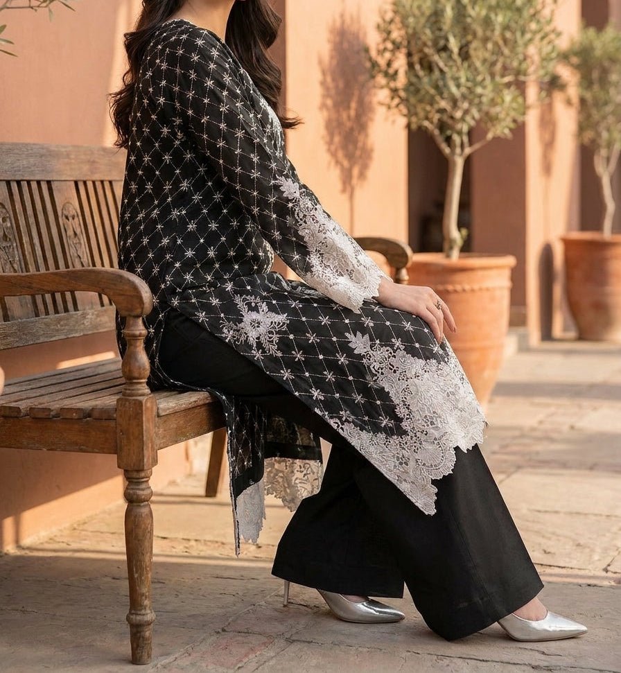 AAYRA Black & white embroidered Luxury lawn set🖤 - Kolari officialAAYRA Black & white embroidered Luxury lawn set🖤AAYRA Black & white embroidered Luxury lawn set🖤