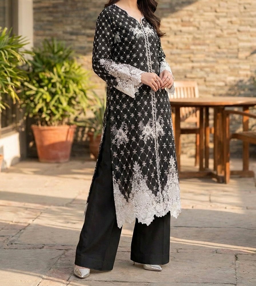 AAYRA Black & white embroidered Luxury lawn set🖤 - Kolari officialAAYRA Black & white embroidered Luxury lawn set🖤AAYRA Black & white embroidered Luxury lawn set🖤