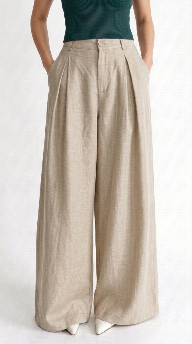 Beige wide leg korean pants - Kolari officialBeige wide leg korean pantsBeige wide leg korean pants