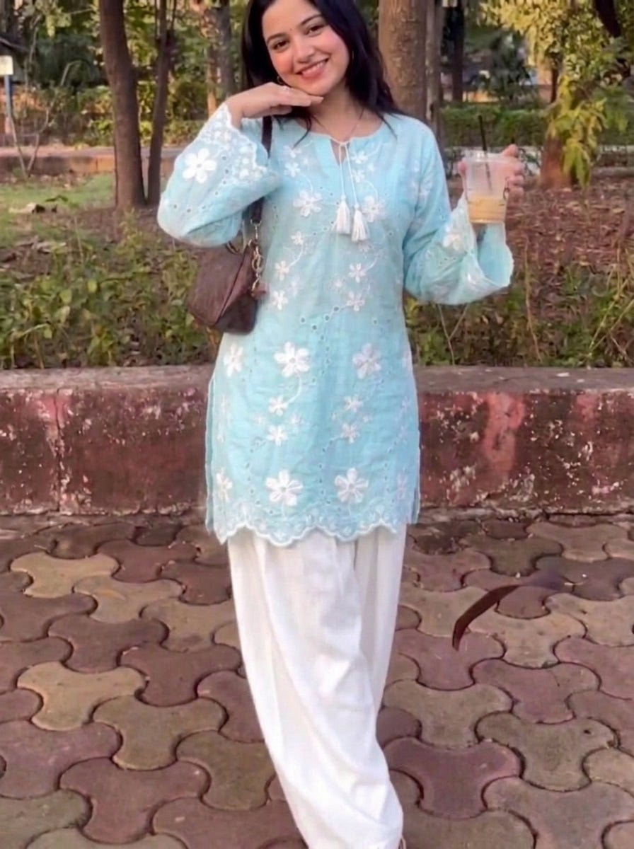ice blue kurta 🩵( chiken kari ) - Kolari officialice blue kurta 🩵( chiken kari )ice blue kurta 🩵( chiken kari )