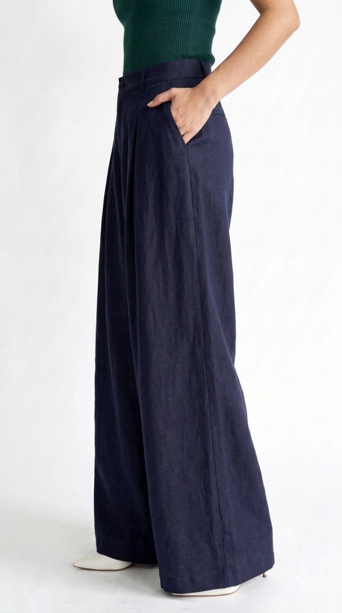 Navy blue wide leg Korean pants - Kolari officialNavy blue wide leg Korean pantsNavy blue wide leg Korean pants